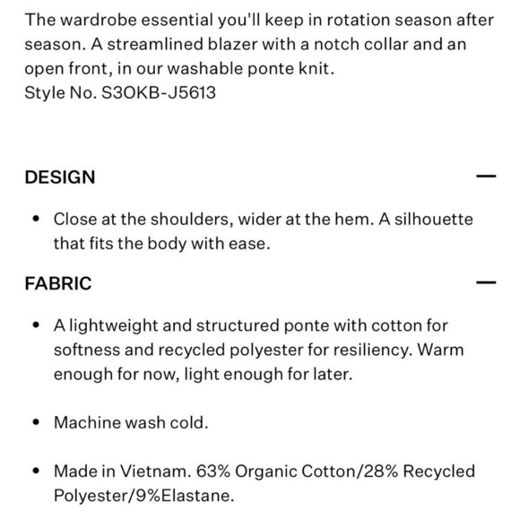 Eileen Fisher Black Cotton Blend Easy Fit Washable Ponte Blazer Sz 2X - 3X*** - Picture 2 of 14